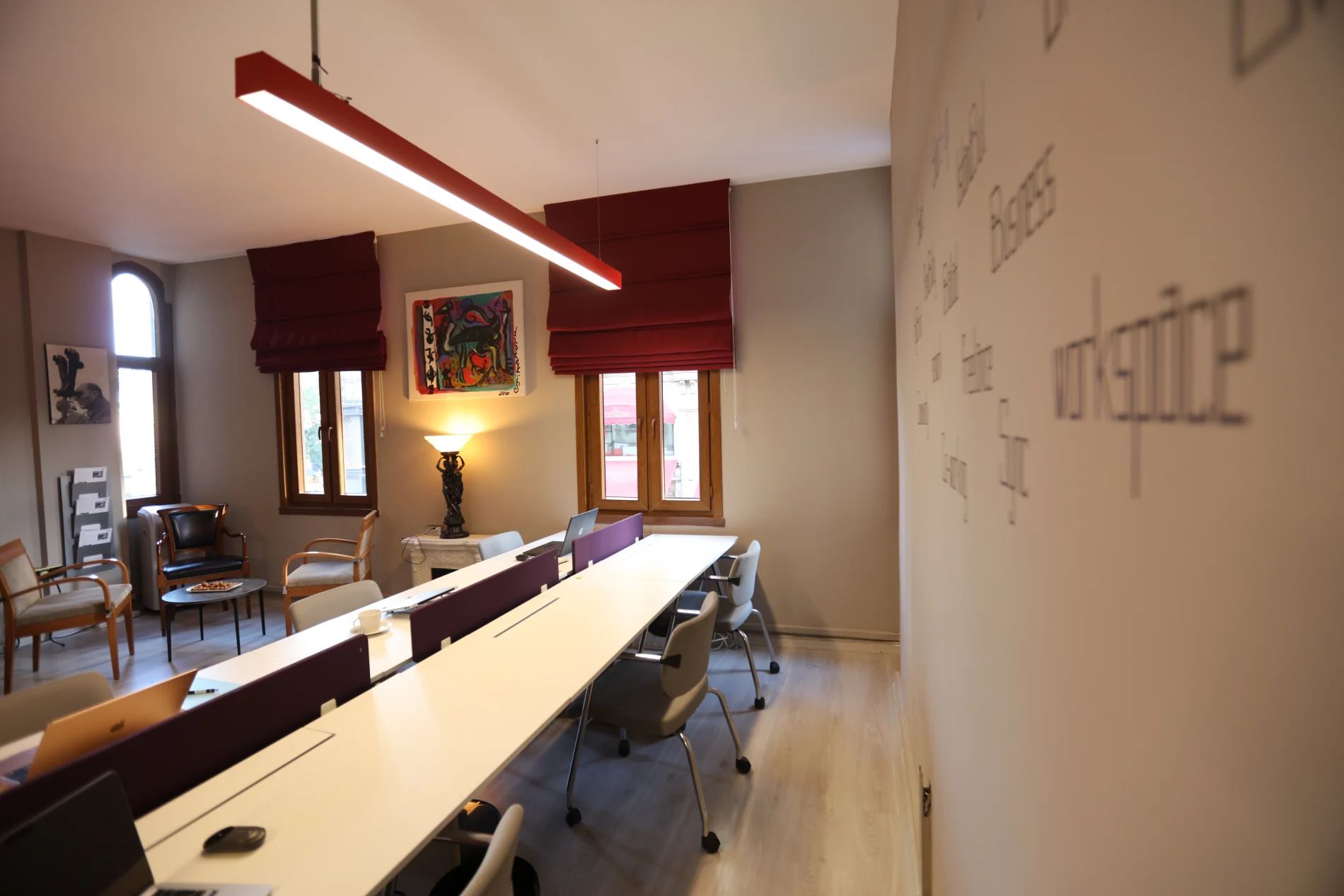 Team working in a shared workspace